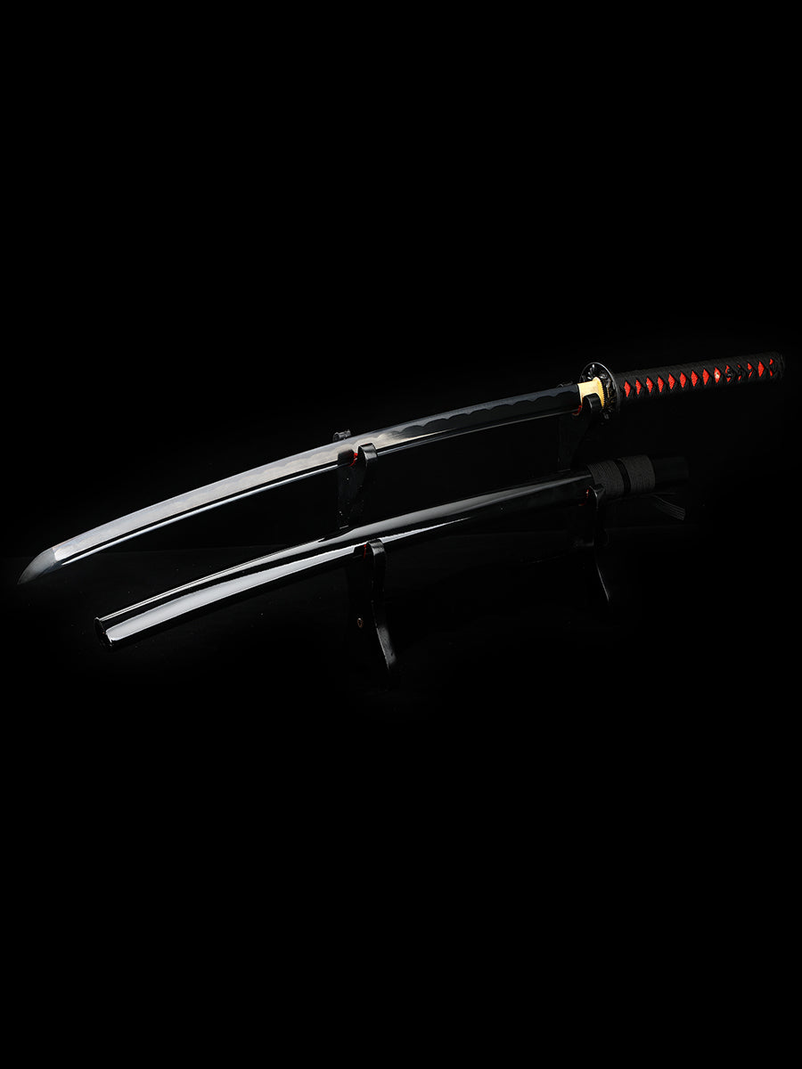 Black samurai sword 1060 steel forged, roasted black exquisite gift knife