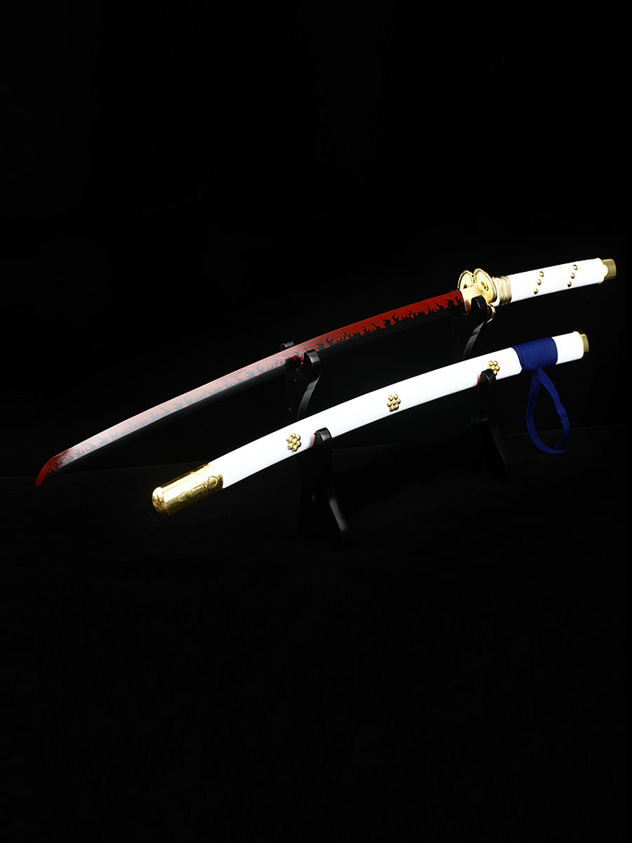 Role playing samurai sword real sword 1060 steel blade red white sheath