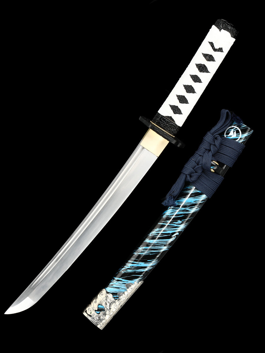 (37)Tsushima Double Sword Samurai Sword 1095 Manganese Steel Crafted Exquisite Pattern Sharp
