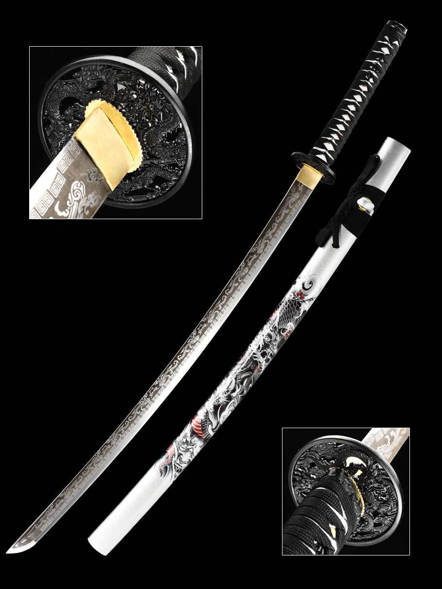 Handmade authentic Japanese samurai sword manganese steel white sheath(60)