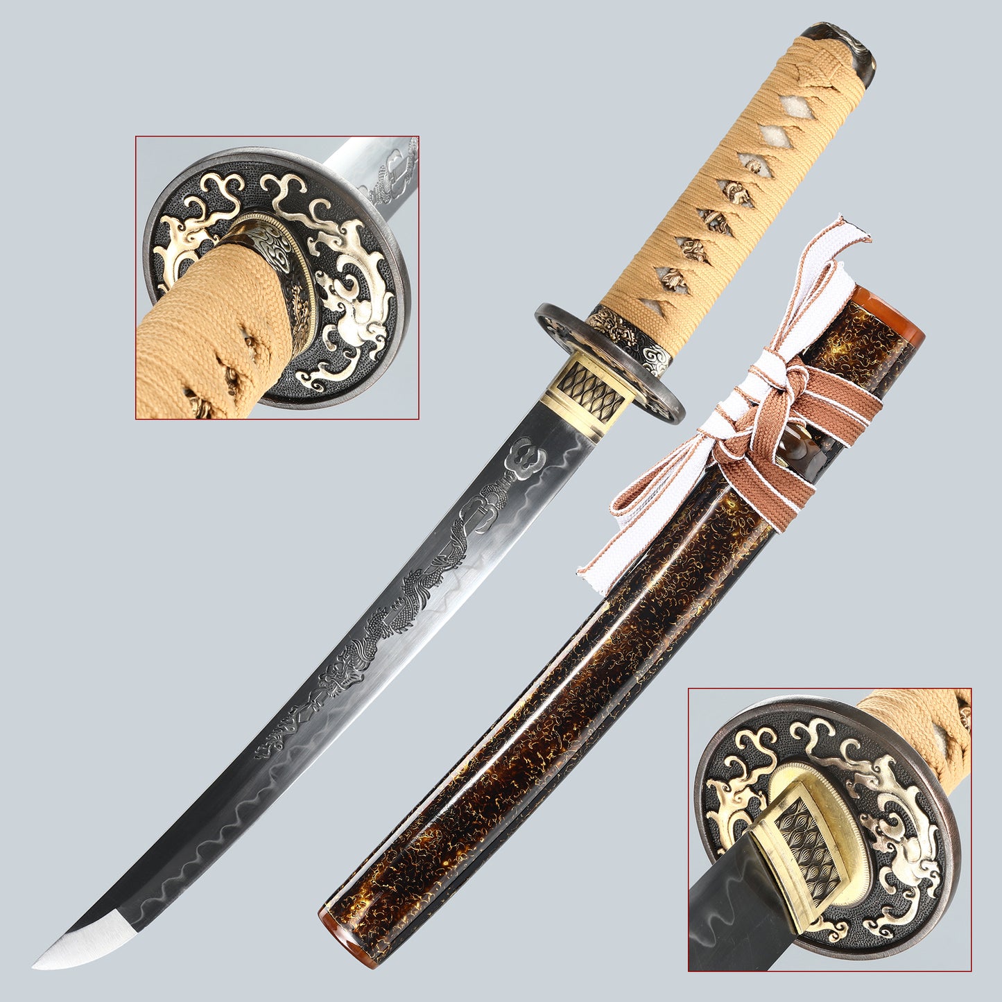 Handemade Real Japanese 20Inch T10 Clay Tempered Tsuchioki Steel Katana Samurai Sharp Full Tang