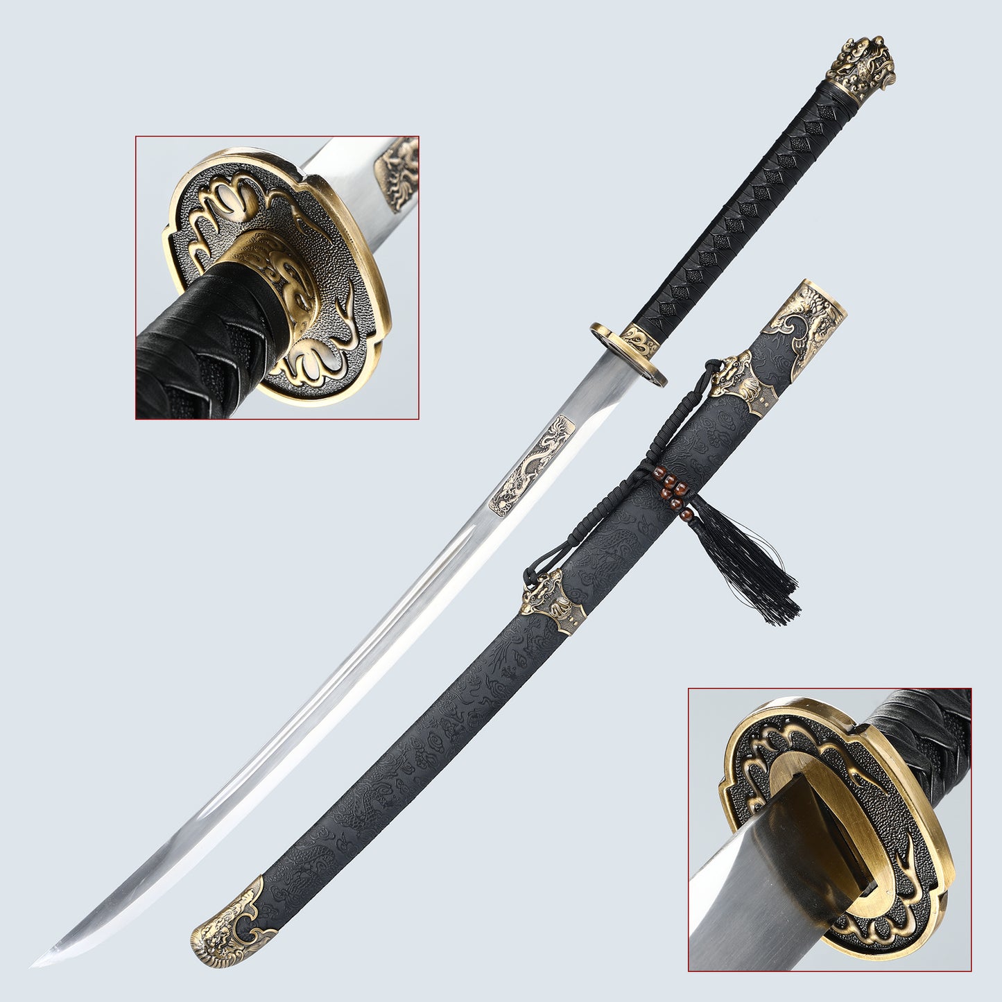 Chinese Sword Tang Dynasty Sword High Carbon Steel Dragon Pattern Sheath