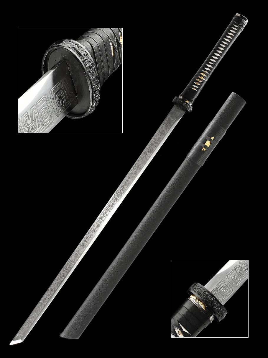 Japanese Ninja Straight Blade 1095 Steel Production Battle Preparation