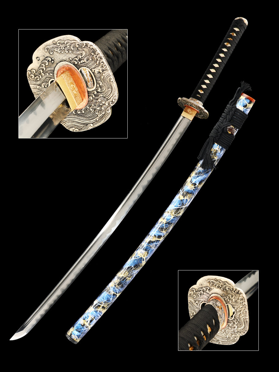 Authentic Japanese knife made of T10 steel, with a blade made of clamped steel, hand forged and sharpened, high-end collectible(77)