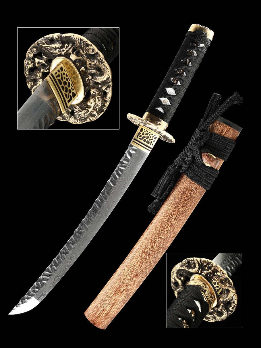 Handmade Damascus steel decorative knife, Japanese samurai sword
