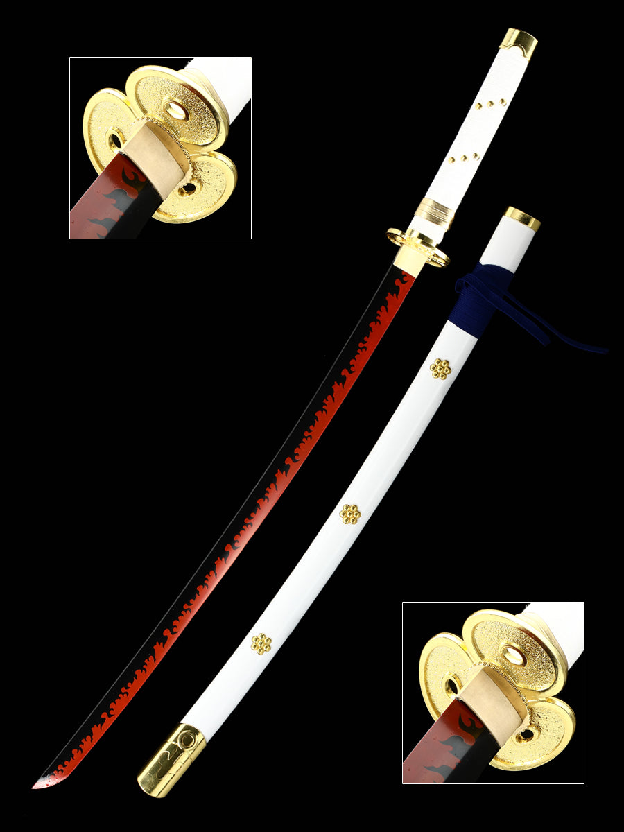 Role playing samurai sword real sword 1060 steel blade red white sheath