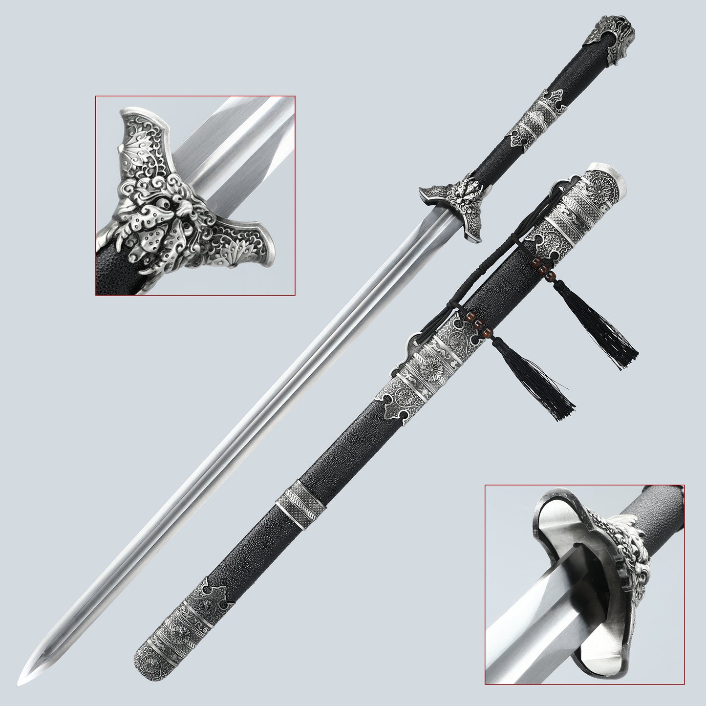 Handmade 1095 steel black scabbard for Chinese Han Dynasty swords