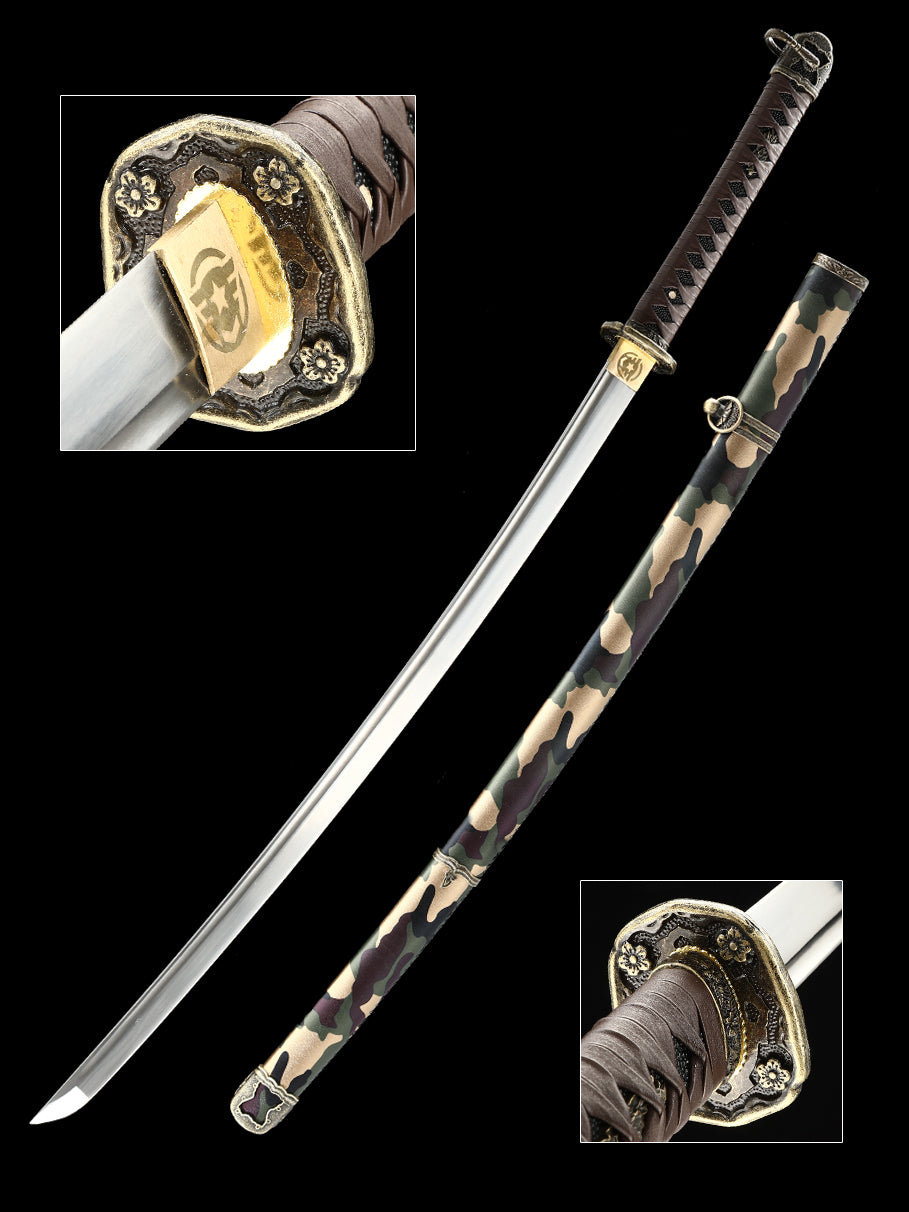 Handmade Japanese samurai sword Tai Dao 1095 steel made camouflage sheath