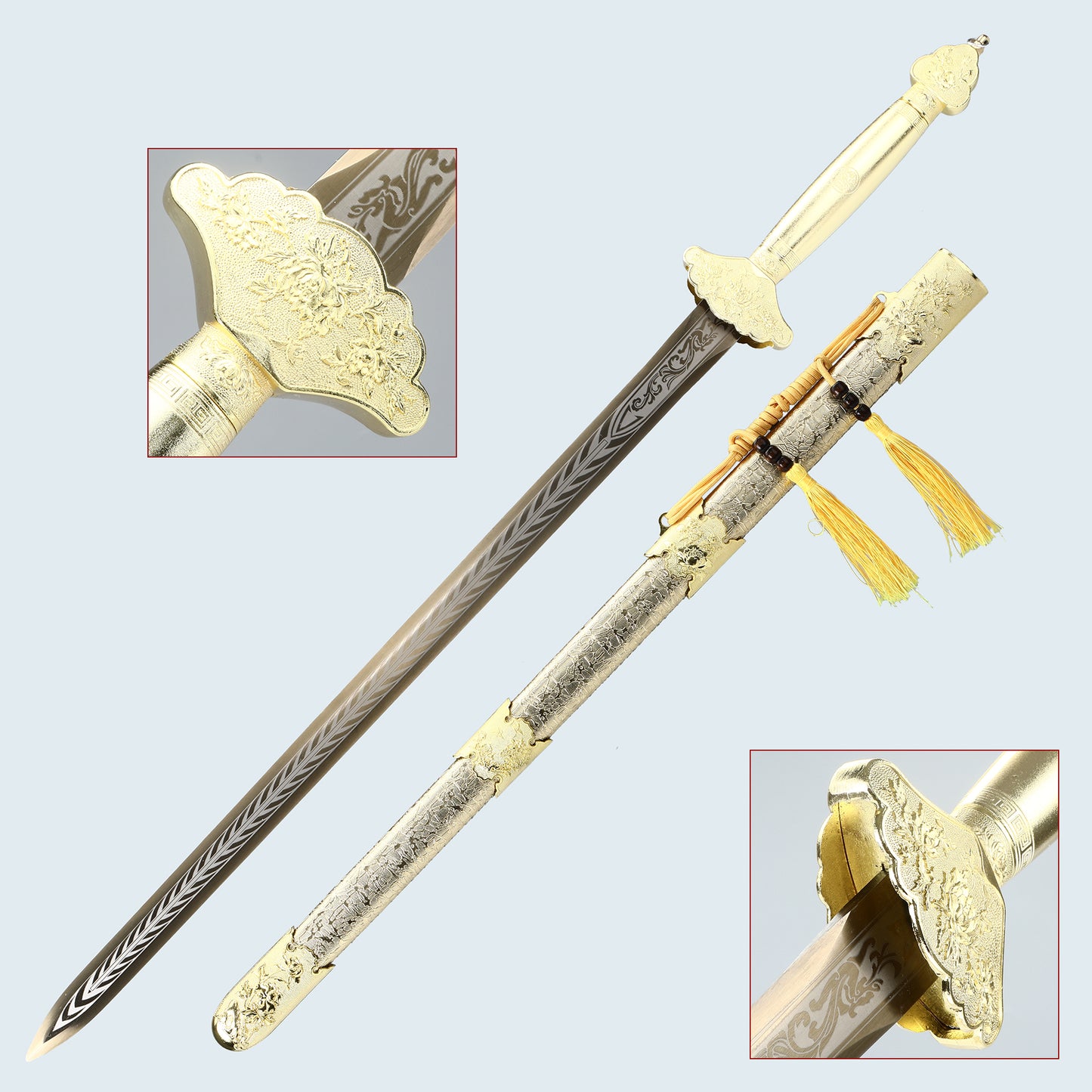 A 1095 steel sword from the Han Dynasty handmade in China, imitating a golden sword, used for collection and gift giving