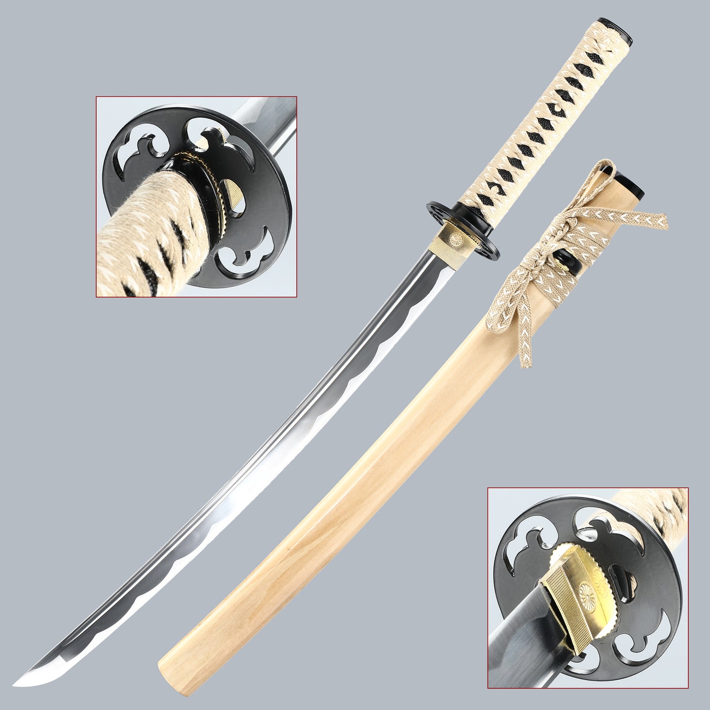 Real 28Inch 1060 Blade Clay Tempered Japanese Samurai Katana Full Tang
