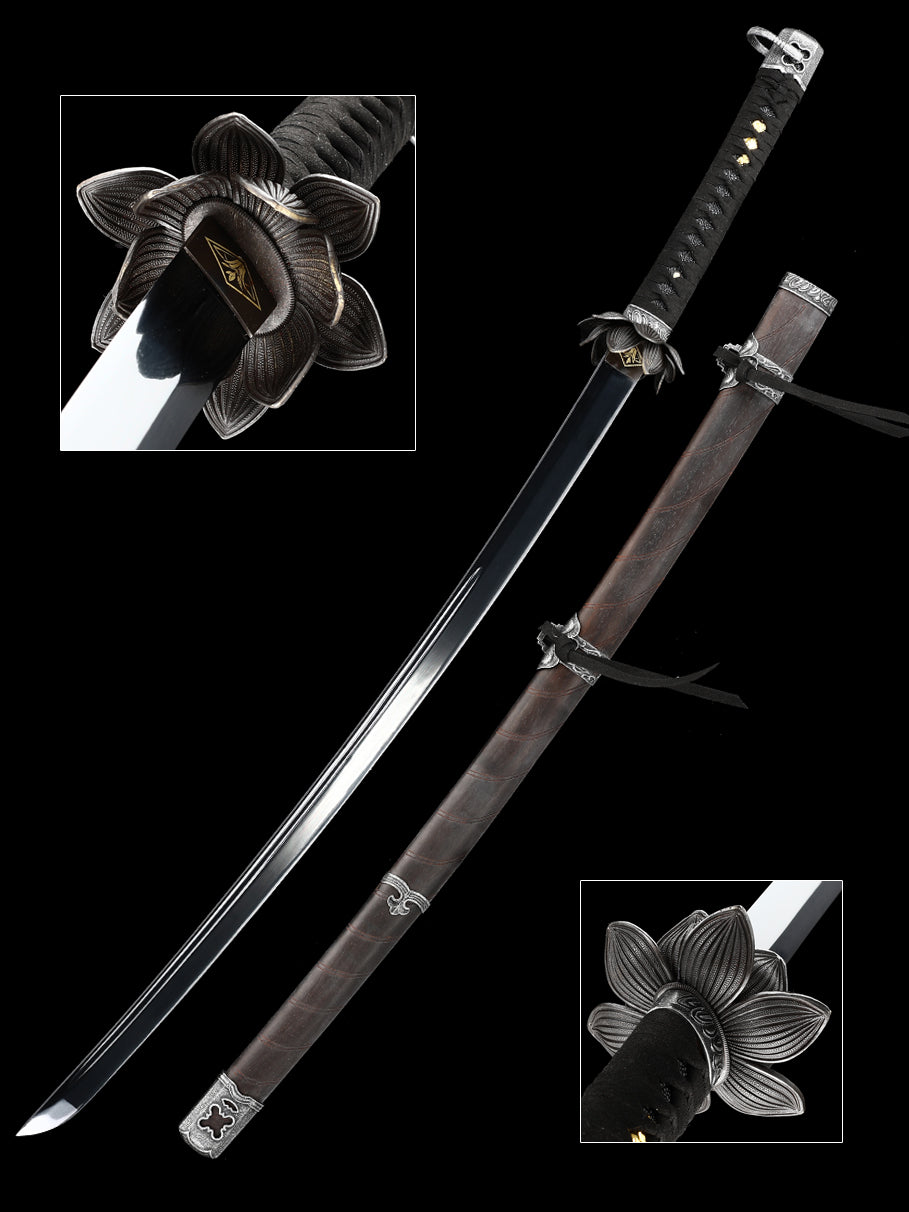 (44)Handmade authentic Japanese samurai sword manganese steel baked black knife men's boutique gift series