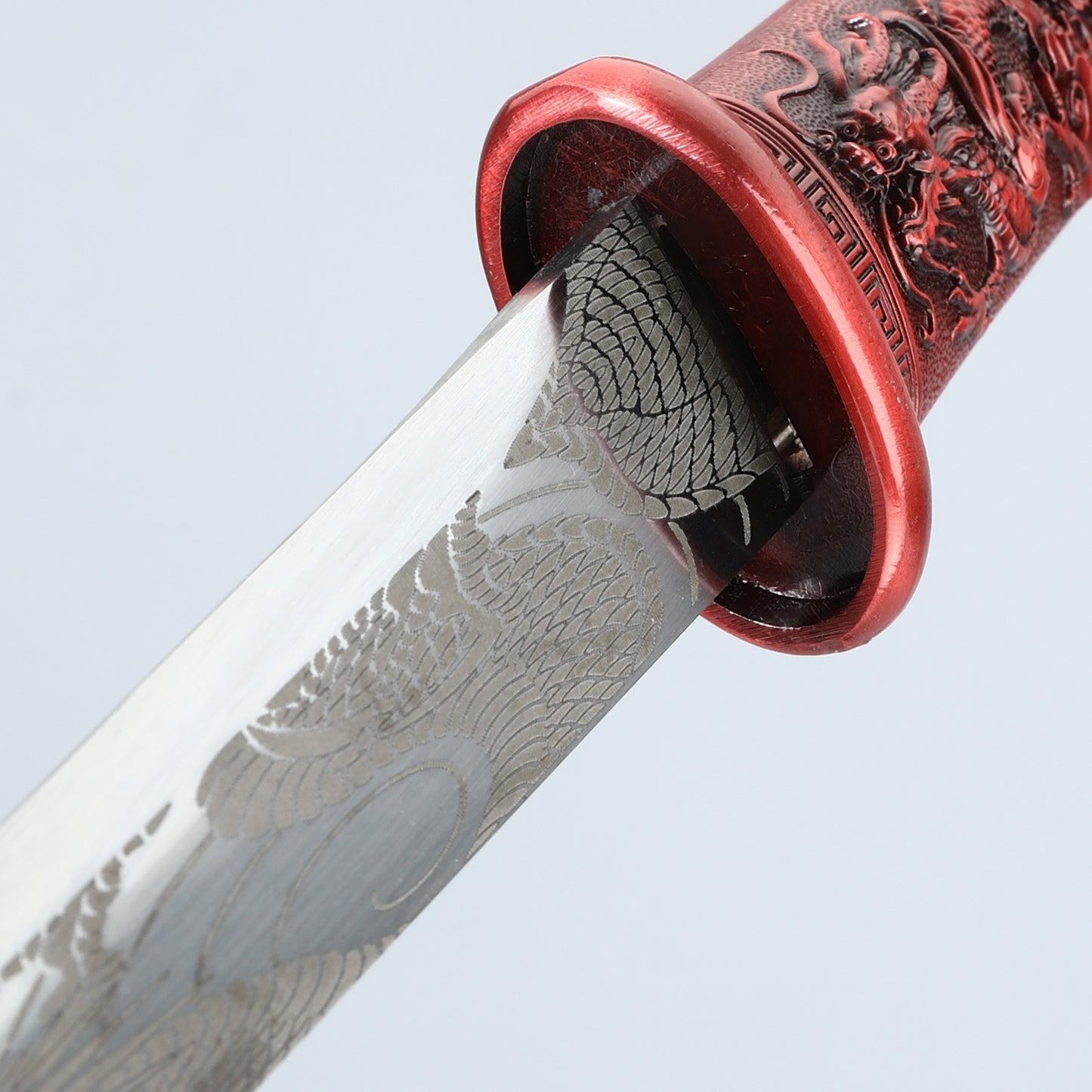 Decoration Collection Dragon and Phoenix Play Beads Short Knife Red Alloy Sheath High end Gift