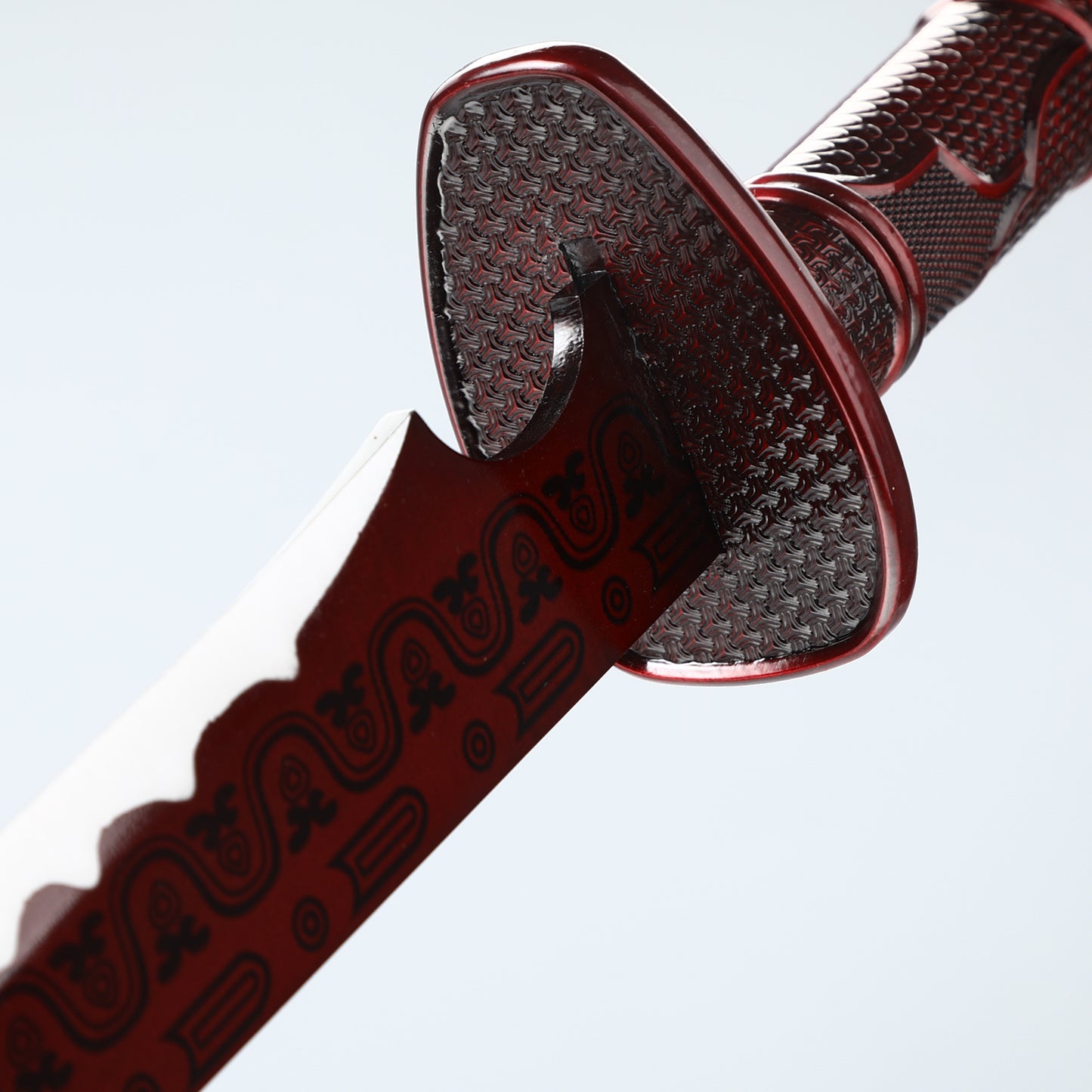 Chinese Tang knife made of 1095 steel, red gear with dragon pattern sheath