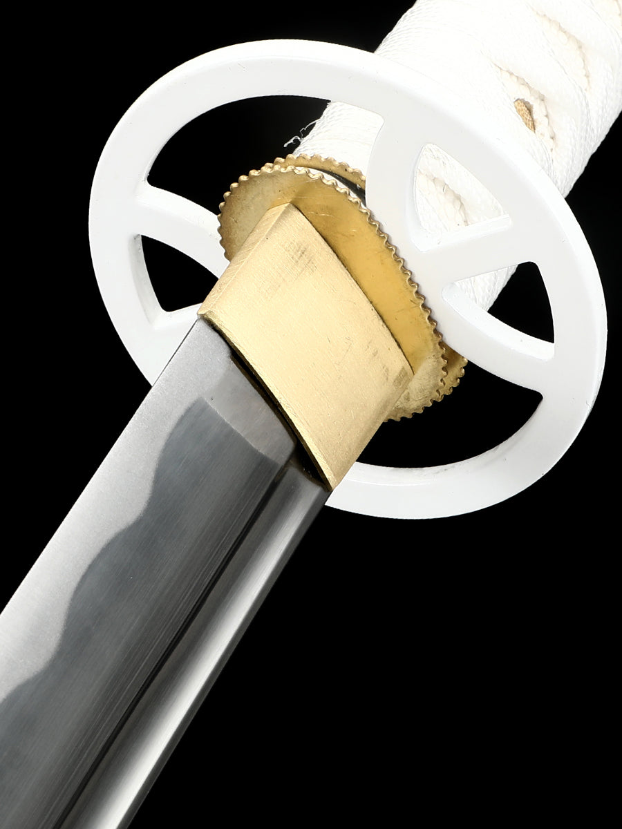 (6)Sleeve white Tang katana 1060T10 High Carbon Steel Sharp Practical authentic Japanese katana cosplay