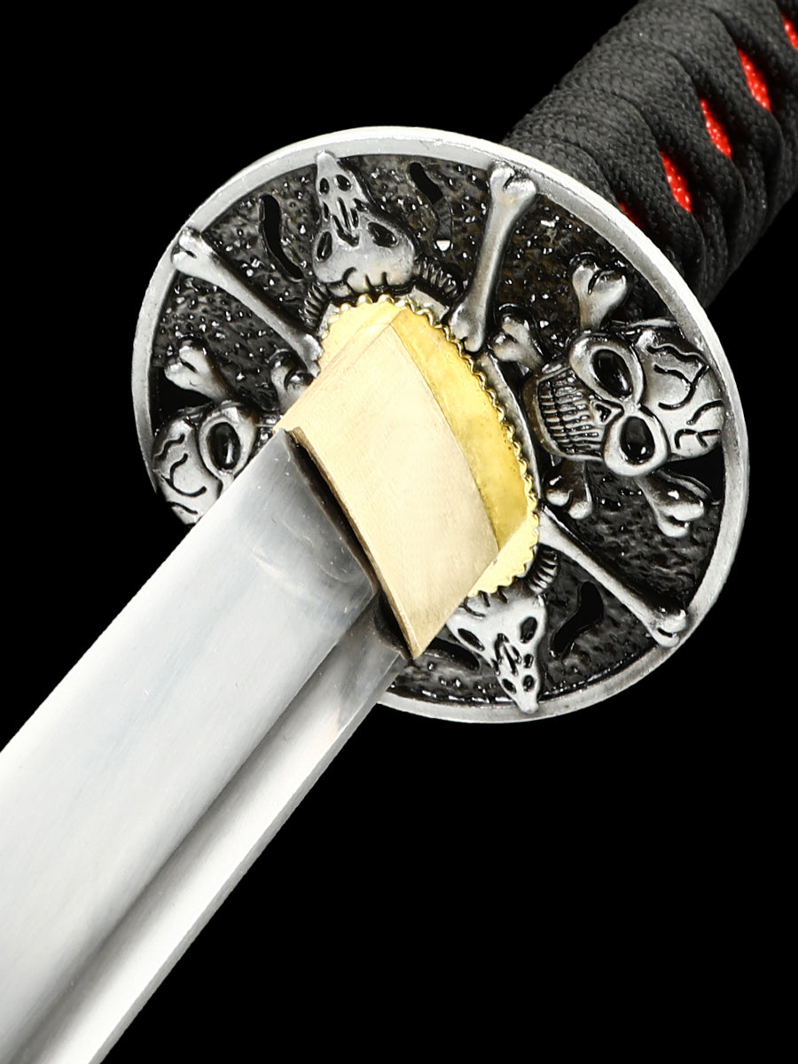 Japanese Samurai Sword Skull Sword Tan 1095 Steel Crafted Exquisite Gift