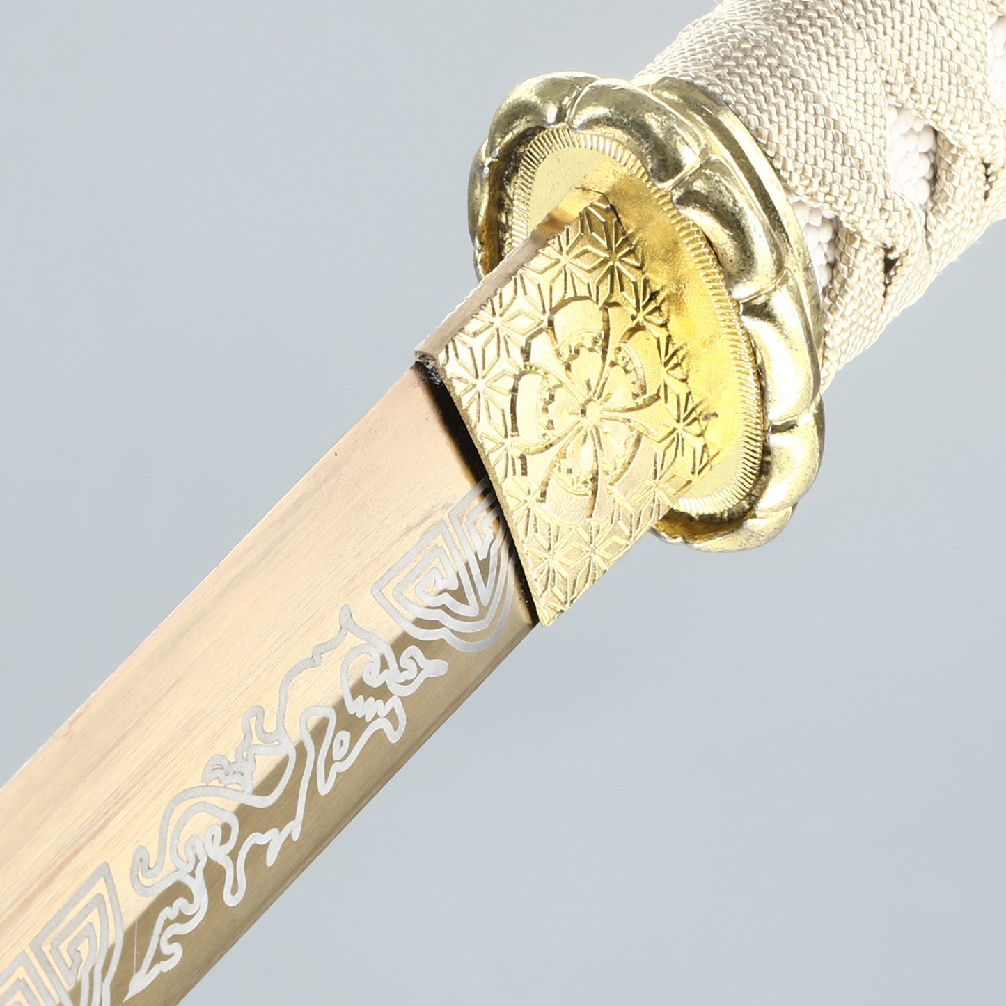 20Inch Real Tantou Flame Blade Japanese Sword 1095 Steel Blade roasted gold Katana Samurai Sharp Full Tang