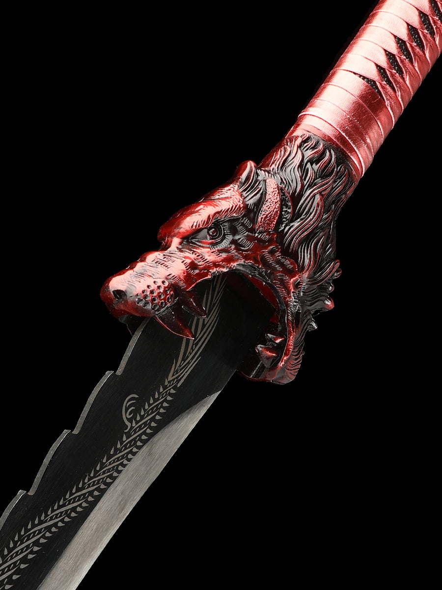 (144) Long knife made of 1095 steel in red