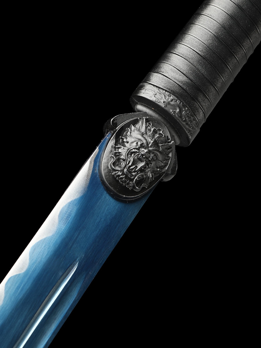 Long knife, large machete, 1060 steel, baked blue, collectible decorative knife