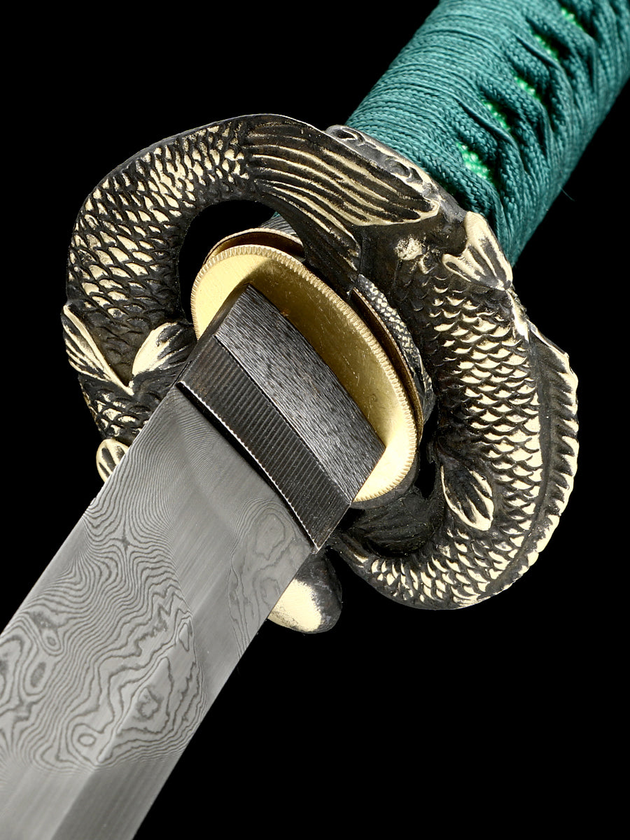 Japanese samurai sword hand forged Damascus steel