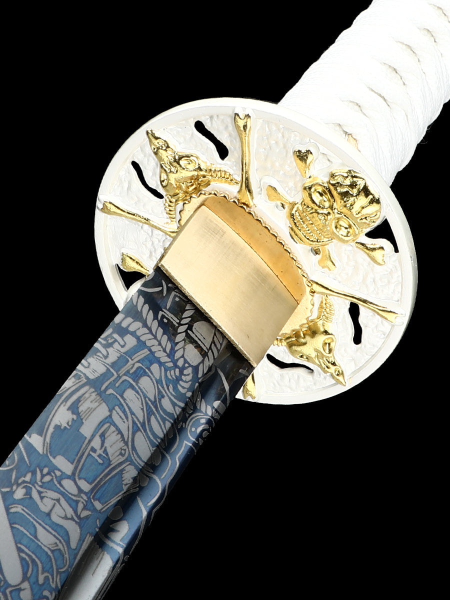 (32) Handmade authentic Japanese Samurai Sword 1060 steel baked blue with pink Saya