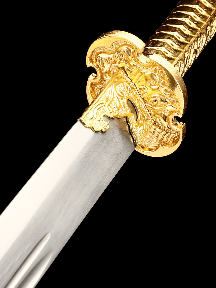 66Chinese Tang Knife Home Decoration Yellow Sheath Collection Gift