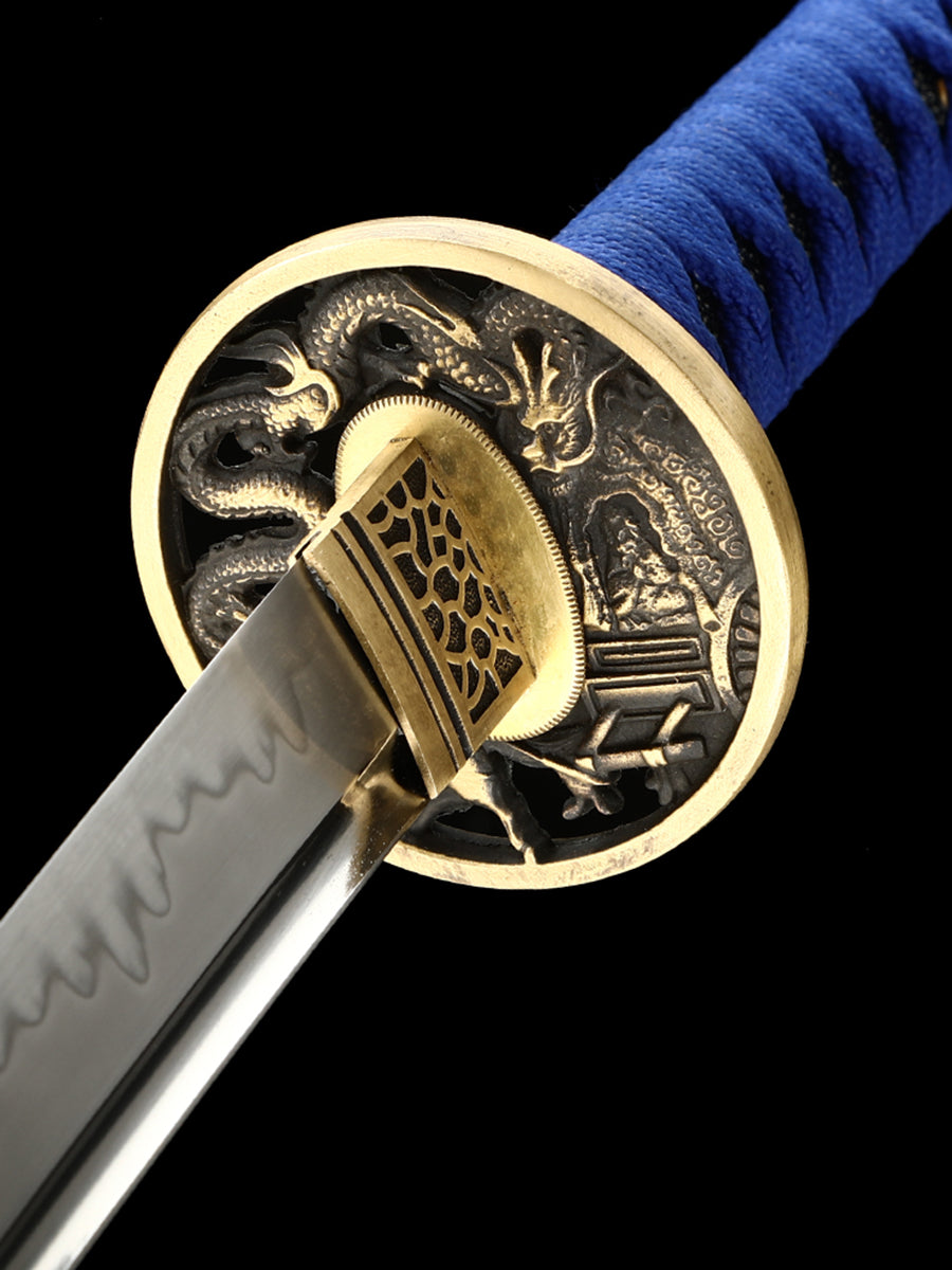 Home Decoration Samurai Sword Blue Sheath T10 Blade Handmade