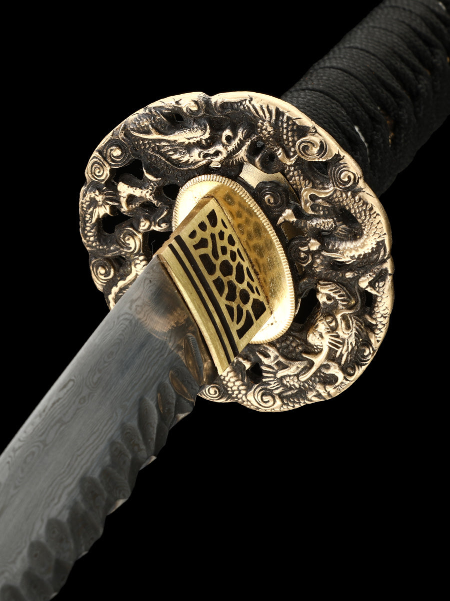 Handmade Damascus steel decorative knife, Japanese samurai sword