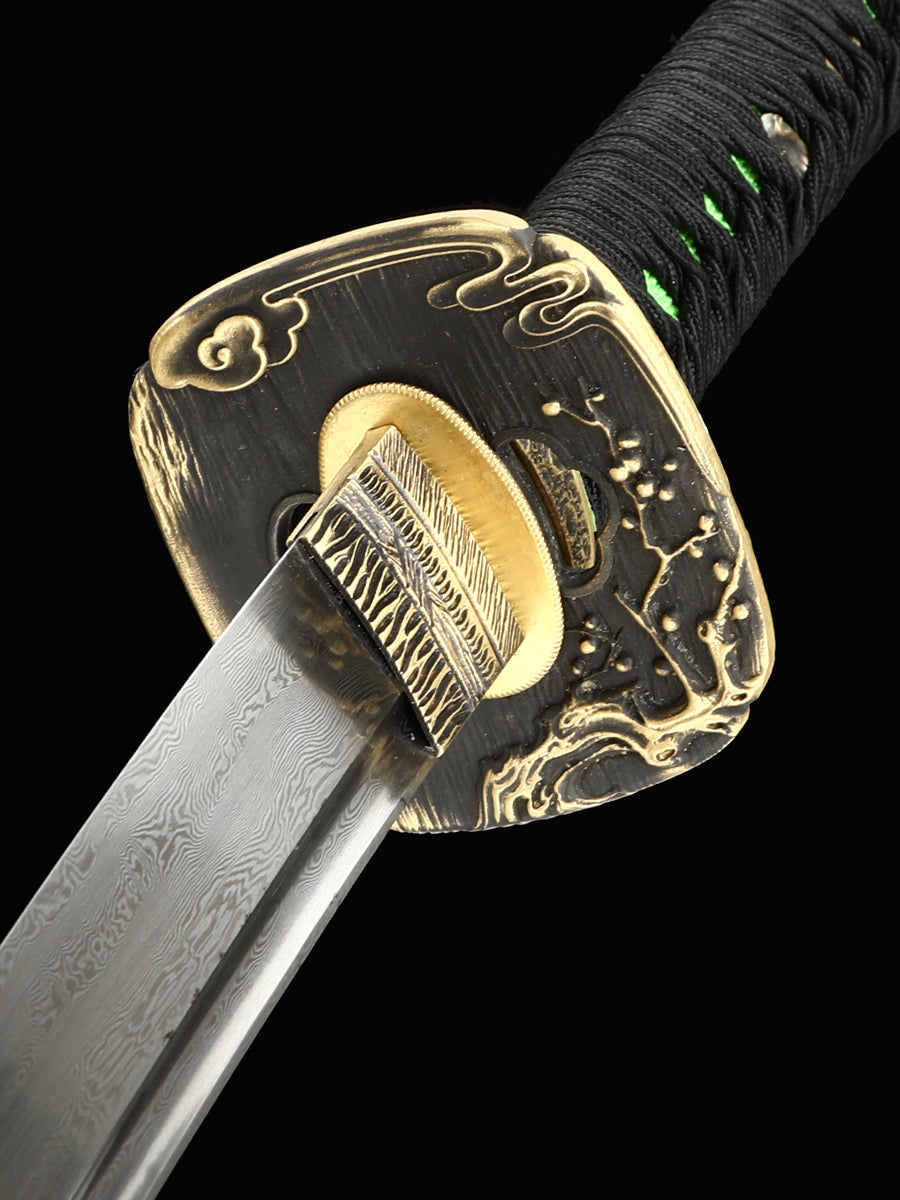 Advanced Japanese Samurai Handmade Katana Black Three Hand Forged Solid Wood Sheath Full Tang