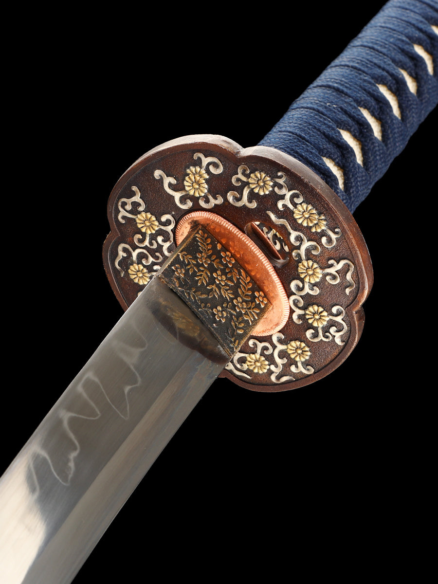 Japanese samurai sword hand forged T10 steel made flower knife Tan battle preparation(78