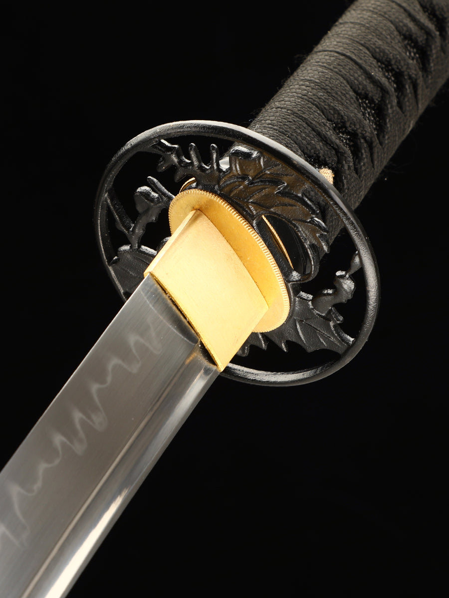 Handmade Japanese Katana Sword T10 Folded Clay Tempered Steel With Silk Thread Scabbard(17)