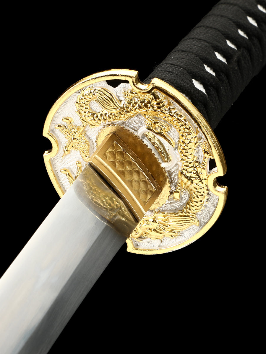 Japanese samurai sword hand forged 1095 steel made yellow scabbard decoration collection