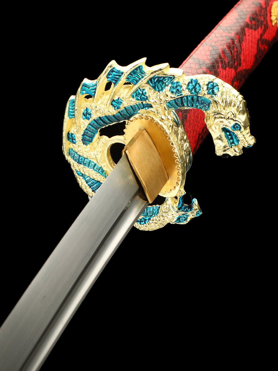 Japanese samurai sword 1095 steel made dragon sword Tan high-end gift