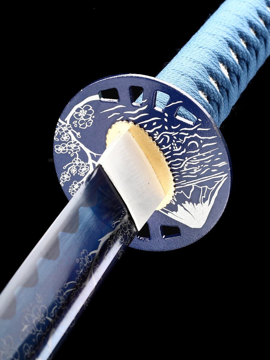 (63)Handmade Authentic Japanese Samurai Samurai Sword Carbon Steel Grilled Blue Knife Men's Boutique Gift Series