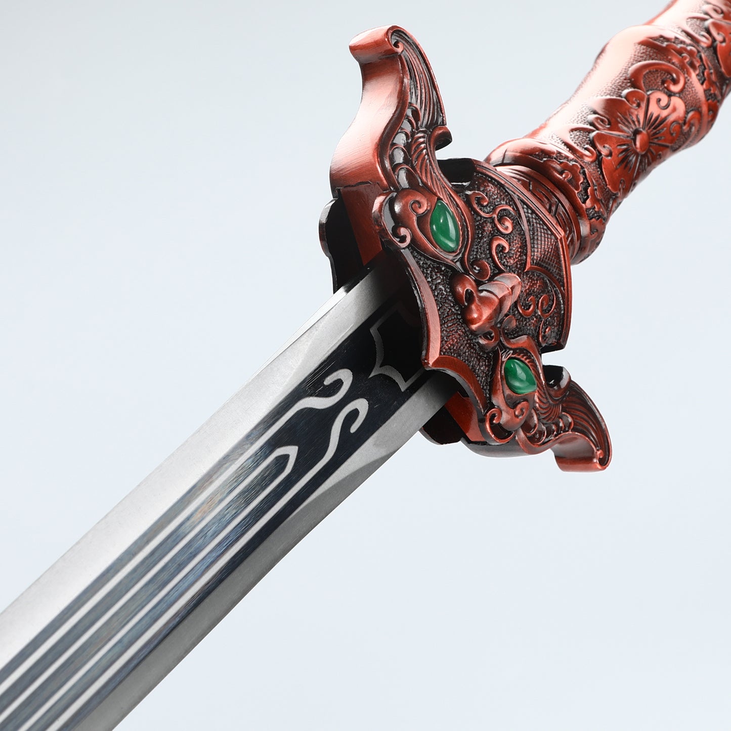 Handmade Chinese Double edged Sword 1095 Steel Red Sheath in Han Dynasty