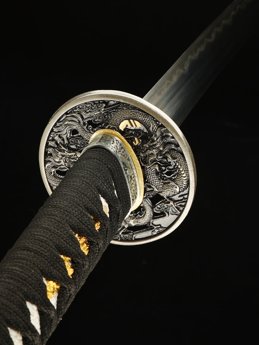 Handmade Japanese Katana Sword T10 Folded Clay Tempered Steel Real Hamon(16)