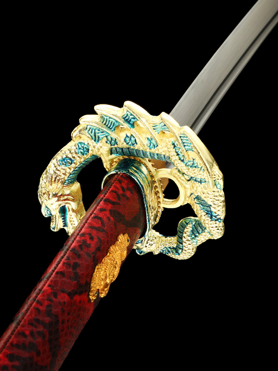 Japanese samurai sword 1095 steel made dragon sword Tan high-end gift