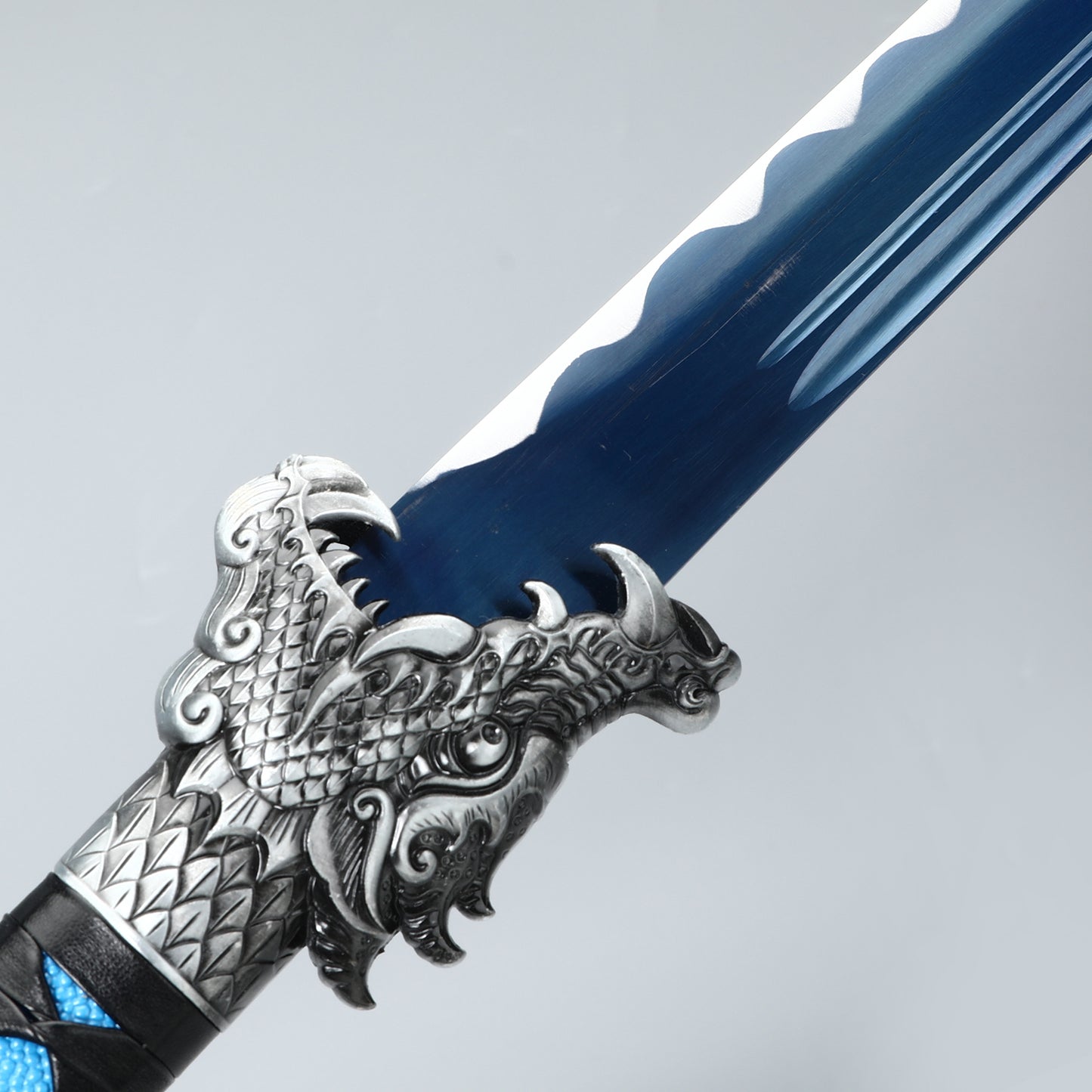 Chinese Sword Tang Dynasty Knife Carbon Steel Grilled Blue Edge Lika Dragon Pattern Sheath(TD003)
