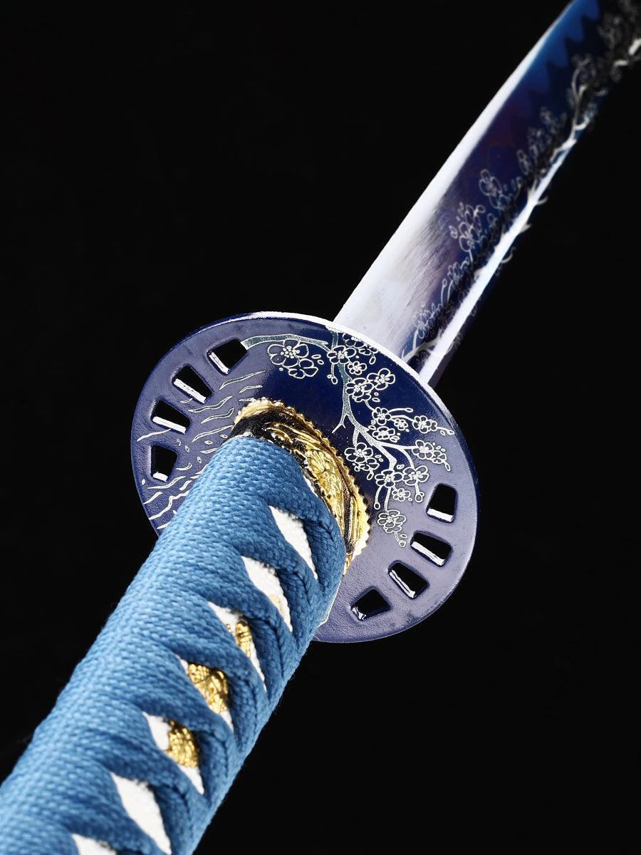 (63)Handmade Authentic Japanese Samurai Samurai Sword Carbon Steel Grilled Blue Knife Men's Boutique Gift Series