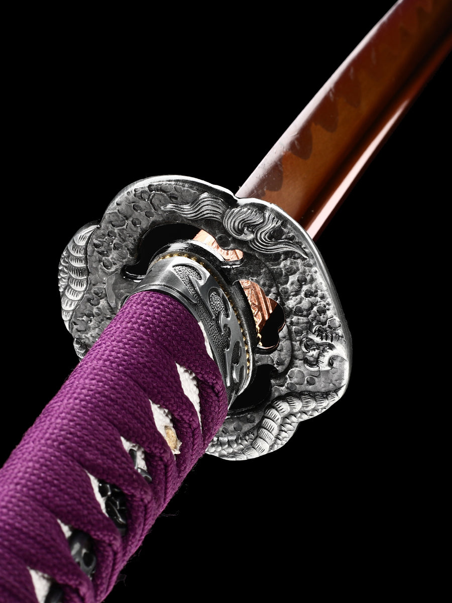 Clay tempered carbon steel Hademade Hot tempered all hand hand forged Japanese Samurai sword genuine, sword real weapons, full Tang, functional, practical sharp(4)