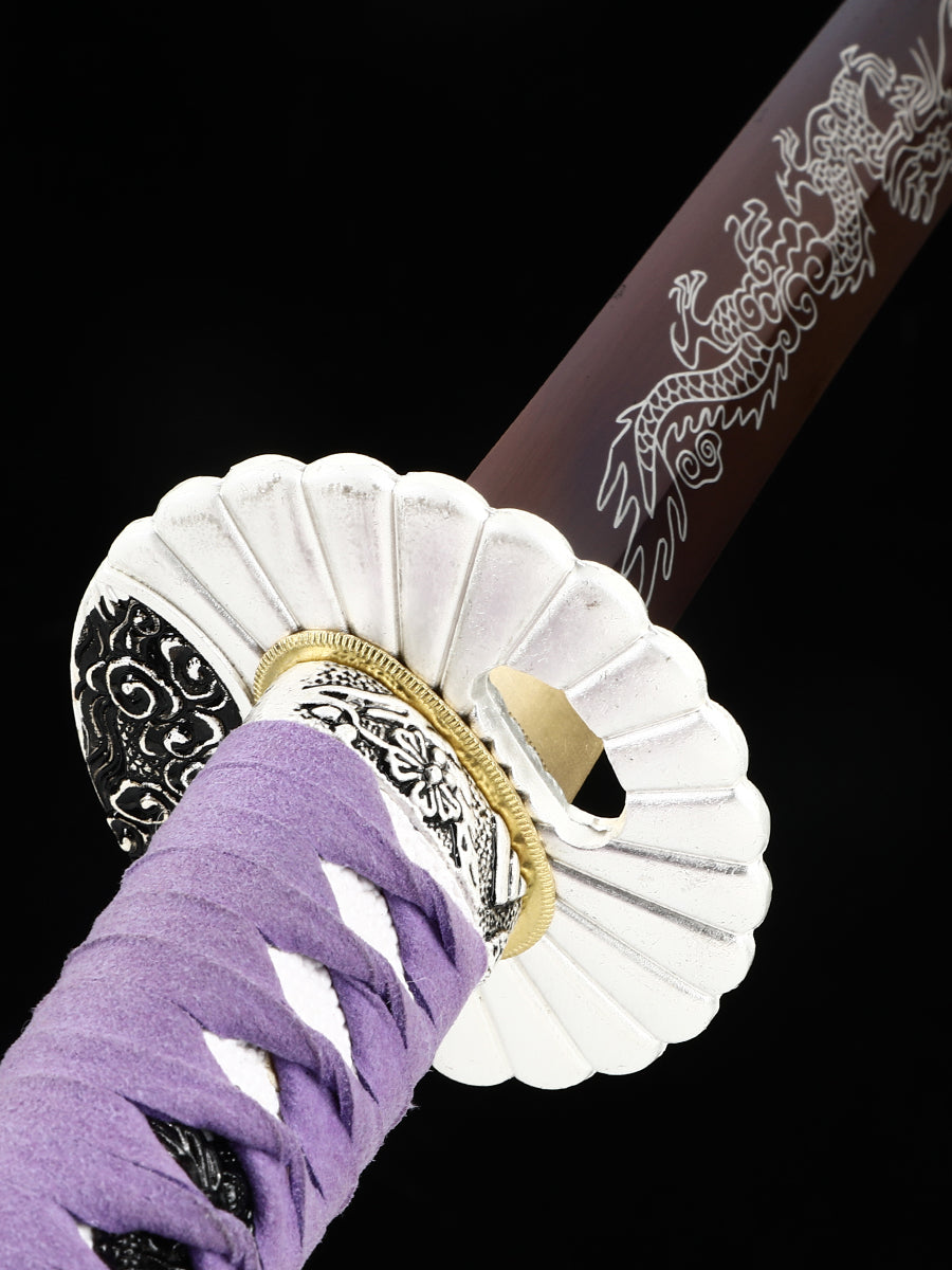 (84)Manganese steel 1095 steel roasted blue hand carved dragon hand forged authentic, 1060 steel baked black Japanese samurai sword