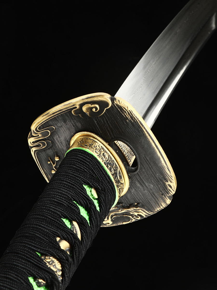 Advanced Japanese Samurai Handmade Katana Black Three Hand Forged Solid Wood Sheath Full Tang