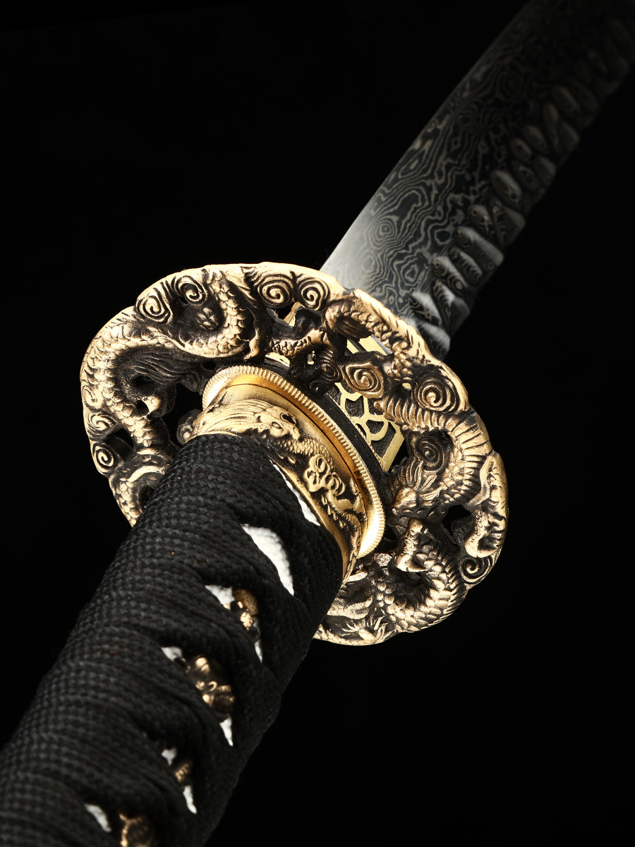 Handmade Damascus steel decorative knife, Japanese samurai sword