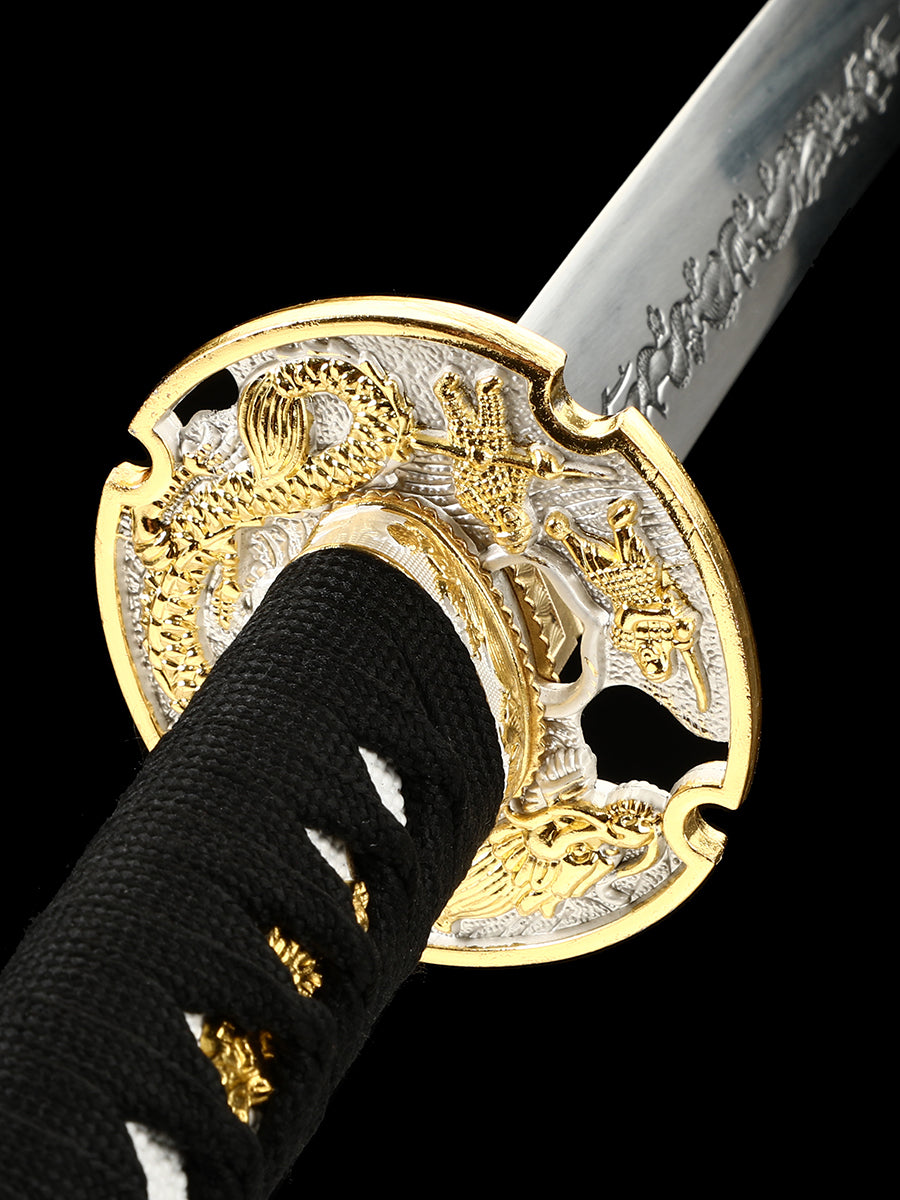 Japanese samurai sword hand forged 1095 steel made yellow scabbard decoration collection