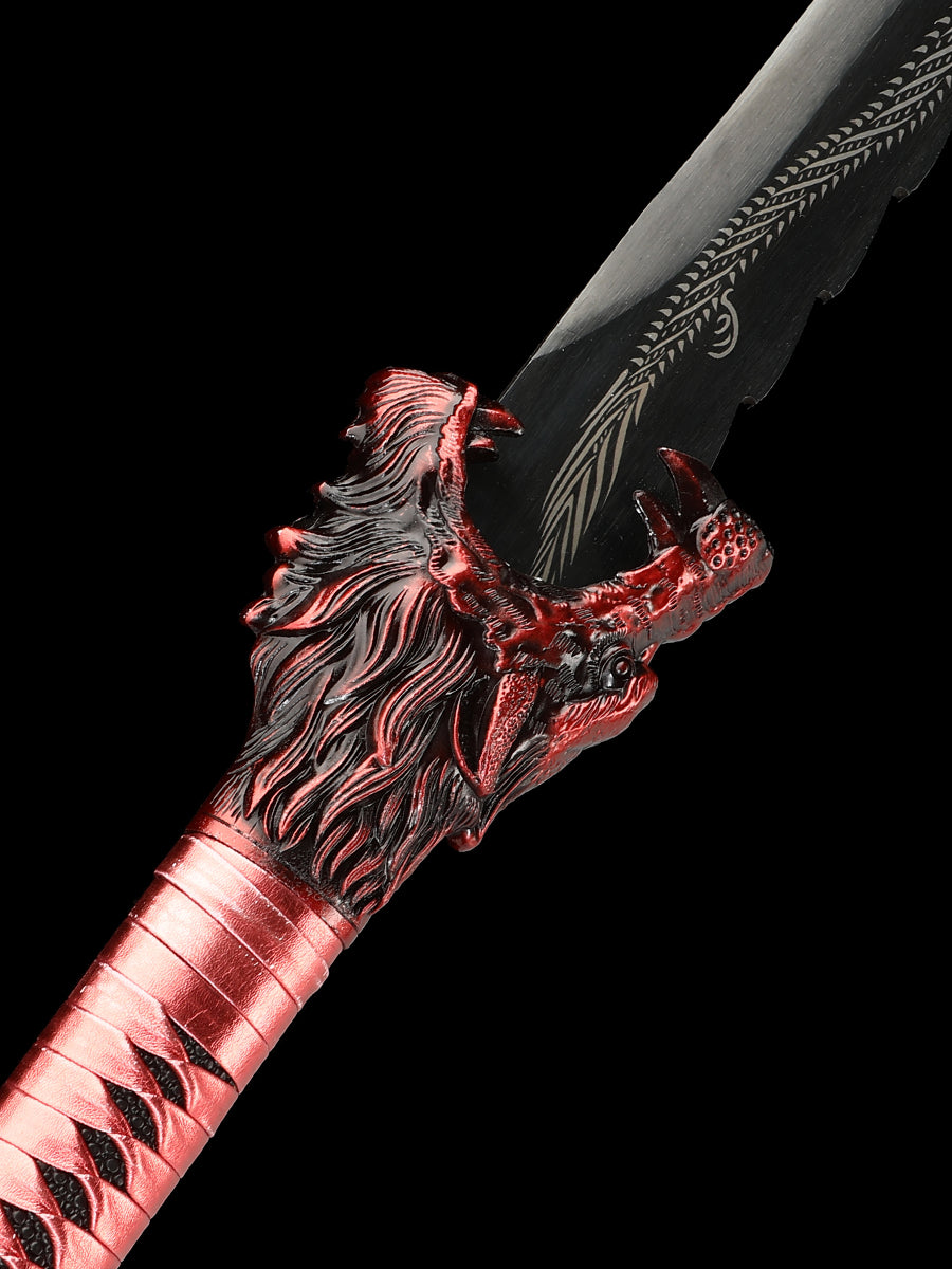 (144) Long knife made of 1095 steel in red