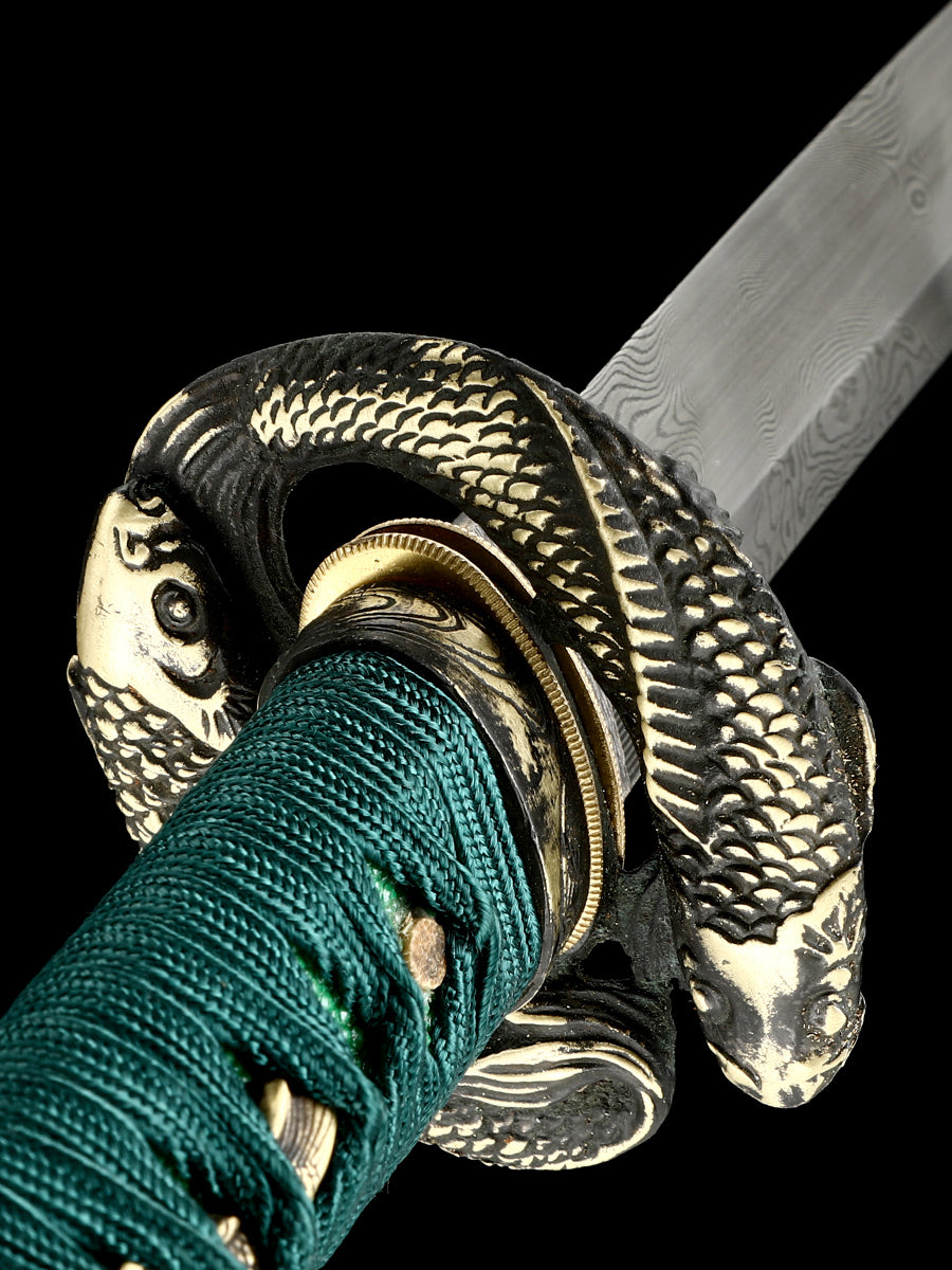 Japanese samurai sword hand forged Damascus steel