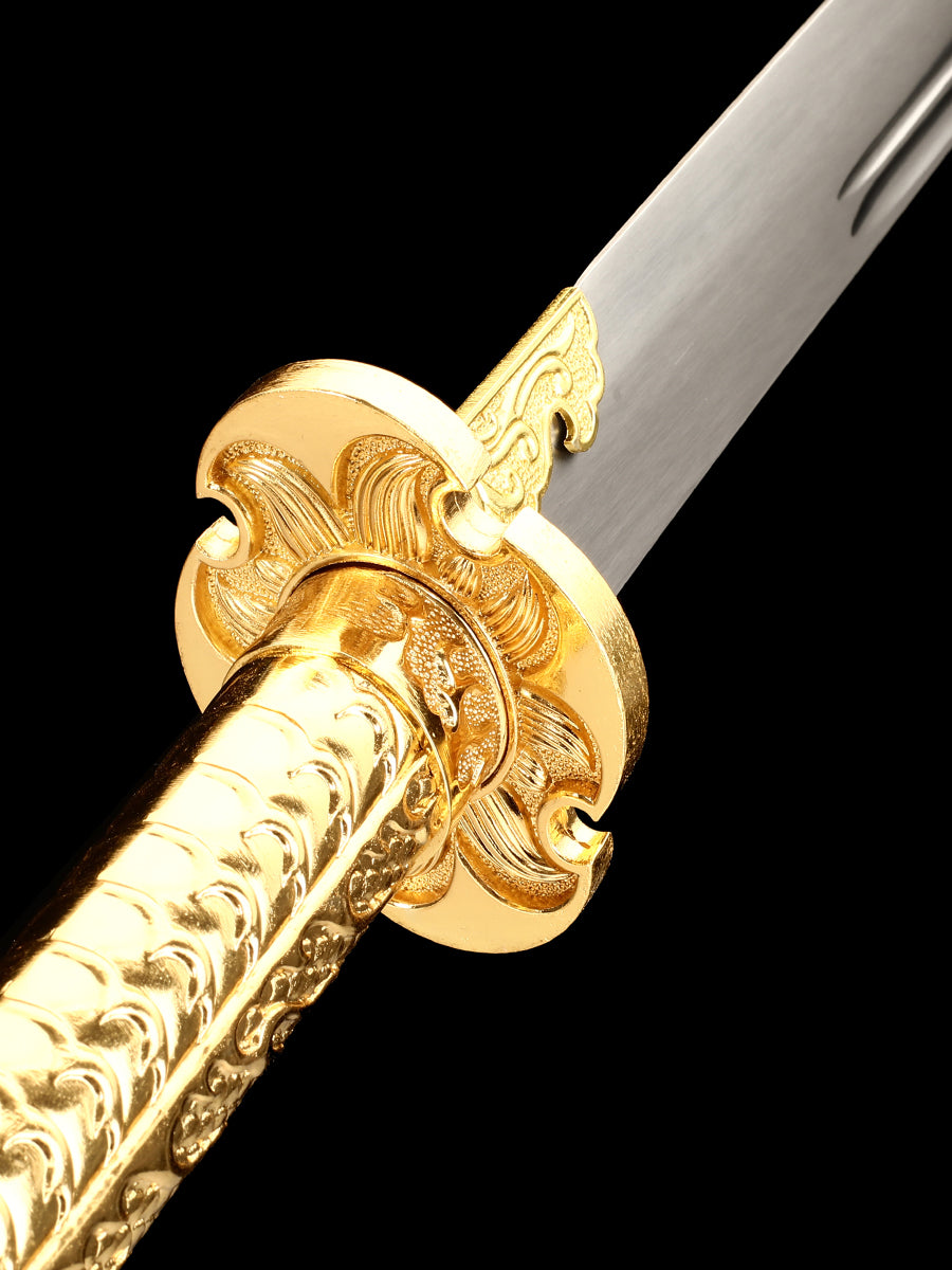 66Chinese Tang Knife Home Decoration Yellow Sheath Collection Gift