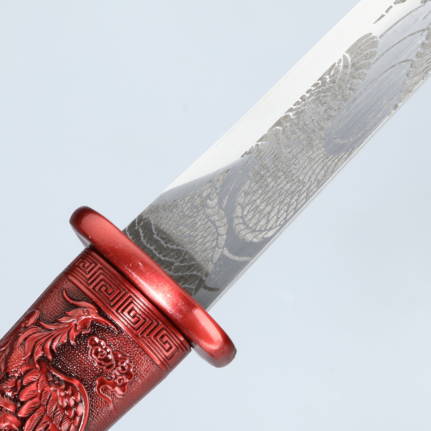 Decoration Collection Dragon and Phoenix Play Beads Short Knife Red Alloy Sheath High end Gift