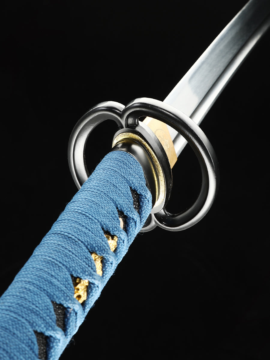 Handmade Japanese Katana Sword Musashi Blue scabbard