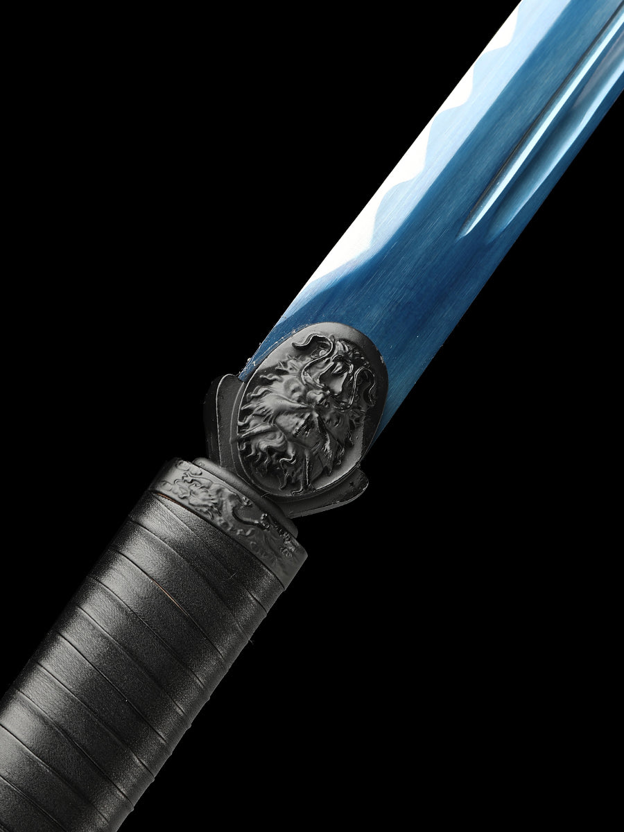 Long knife, large machete, 1060 steel, baked blue, collectible decorative knife