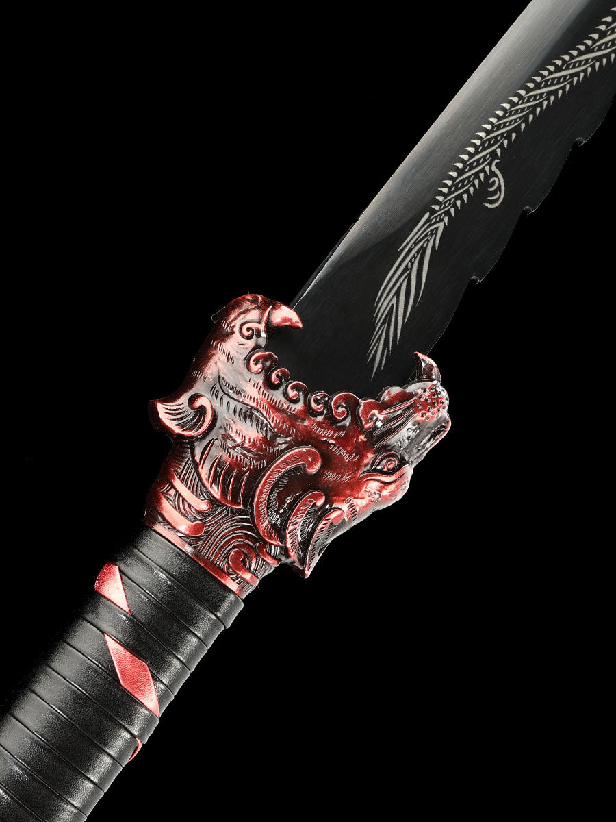 (138) Long knife made of 1095 steel in black